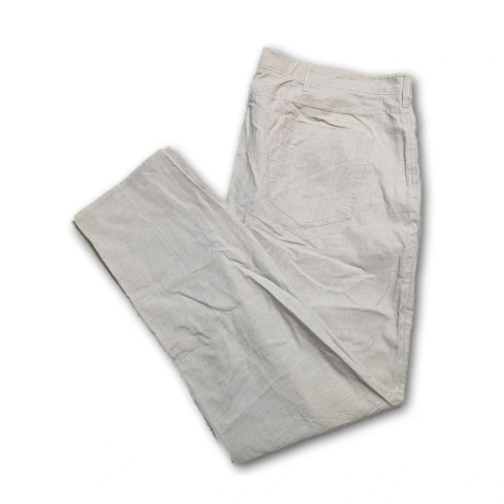 Cubavera Mens Pants Beige 40x32 Linen Blend Breathable Lightweight Regular Flat